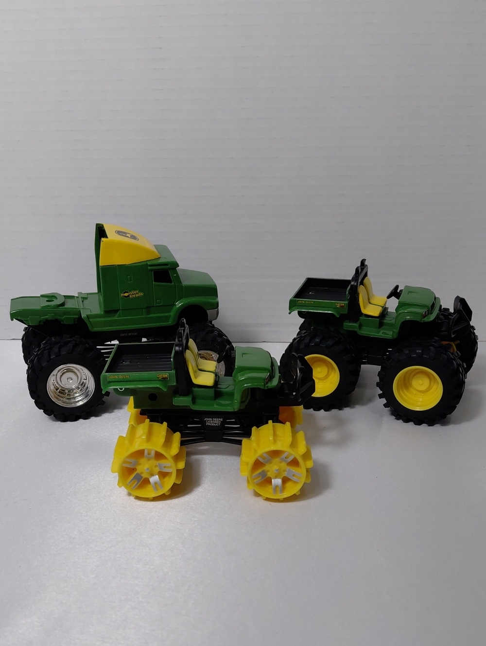 3 John Deere Green and Yellow Farm Vehicle Toy Set